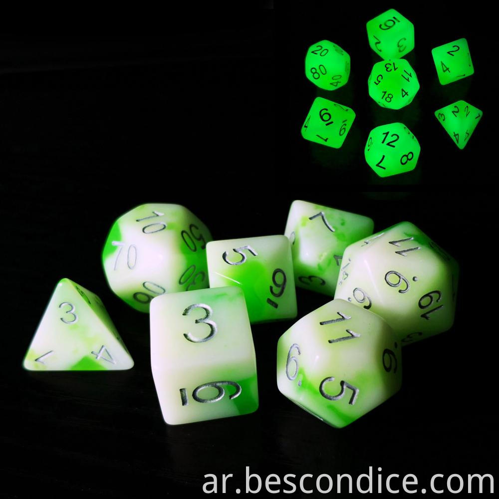 Luminous Jade Game Dice Set 1